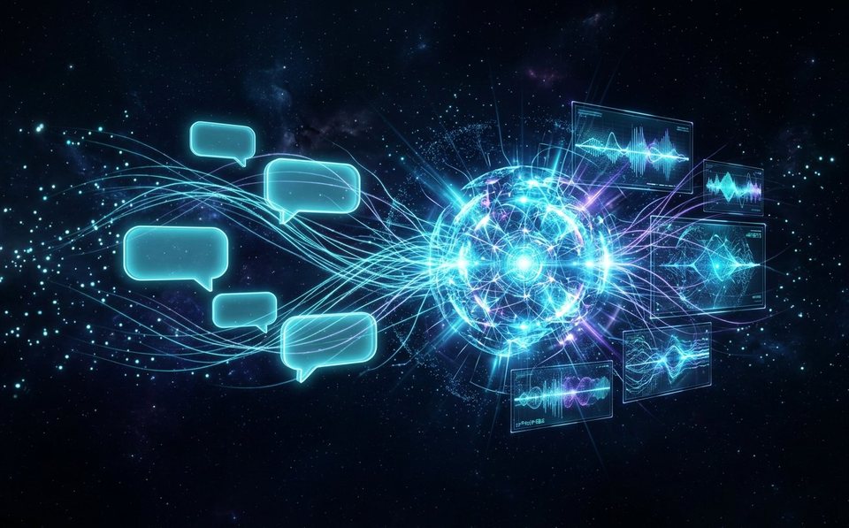 AI customer support assistant with a holographic chat interface